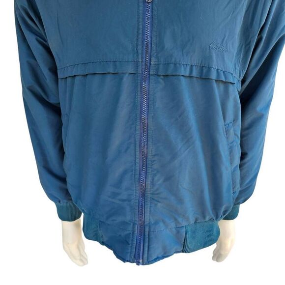 Vintage Cabela’s Men’s Large Blue Nylon Jacket Red Fleece Lining Canada hunting - Picture 5 of 11